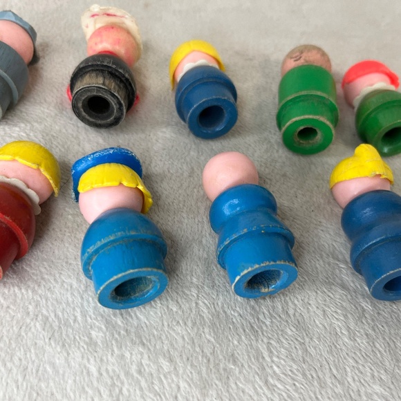 Vintage Fisher Price Little People Figure Lot of 9 Wooden 1960/70s fire fighter - Picture 12 of 16